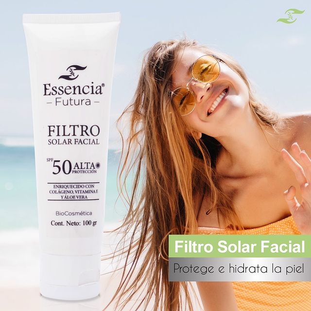 Filtro Solar Facial enriquecido con Colágeno, Vitamina E y Áloe Vera FPS 50+ ESSENCIA FUTURA